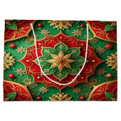 Rode Groene Decoratie Kerstcadeautas Groot Cadeauzakje (Achterkant)