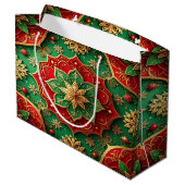 Rode Groene Decoratie Kerstcadeautas Groot Cadeauzakje (Achterkant Gekanteld)