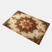 Rode Groene Decoratie Kerstmat Deurmat (Schuin)