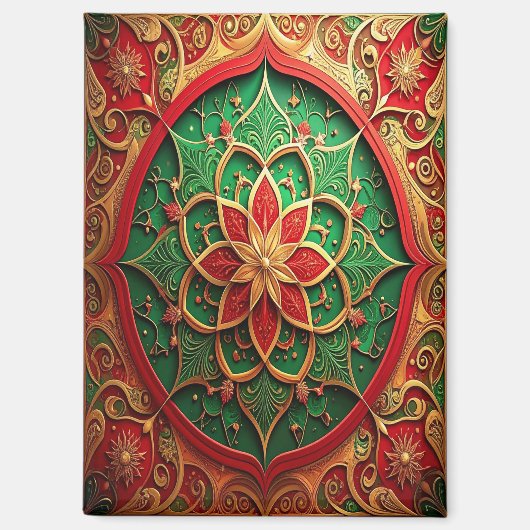 Rode Groene Decoratie Kerstvakantie Magneet (Voorkant)