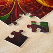 Rode groene decoratieve bloemige legpuzzel (Zijkant)
