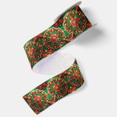 Rode Groene Decoratieve Feest Satijnen Lint (Achterkant)