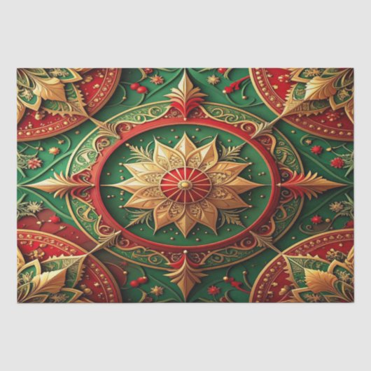 Rode groene decoratieve feest tissuepapier (Voorkant)