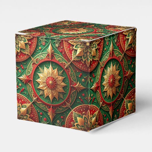 Rode groene decoratieve feestcadeau doos bedankdoosjes (Voorkant Zijde)