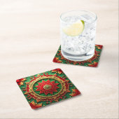 Rode groene decoratieve feestelijke papieren coast kartonnen onderzetters (Insitu)