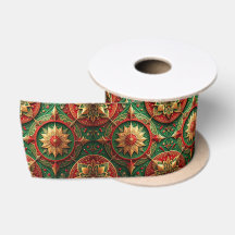 Rode Groene Decoratieve Feestelijke Satijnen Lint