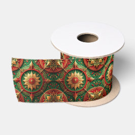 Rode Groene Decoratieve Feestelijke Satijnen Lint
