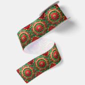 Rode Groene Decoratieve Feestelijke Satijnen Lint (Achterkant)