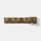 Rode Groene Decoratieve Feestelijke Satijnen Lint (Voorkant)