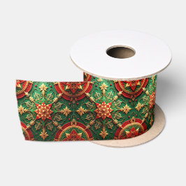 Rode groene decoratieve feestelijke satijnen lint