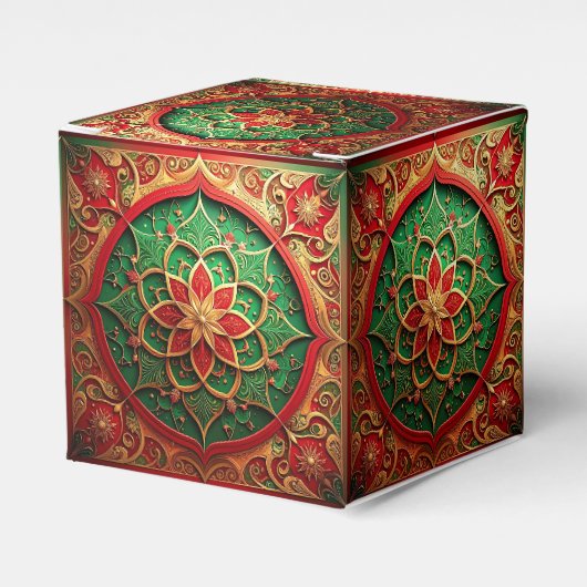 Rode groene decoratieve feestgunstdoos bedankdoosjes (Voorkant Zijde)
