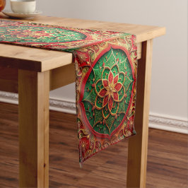 Rode groene decoratieve feesttafel loper