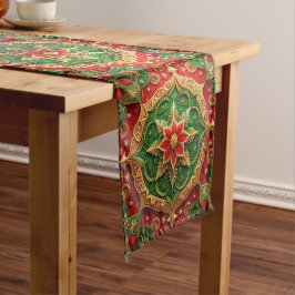 Rode groene decoratieve feesttafel loper