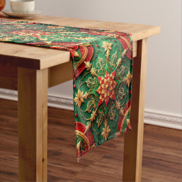 Rode groene decoratieve feesttafel loper