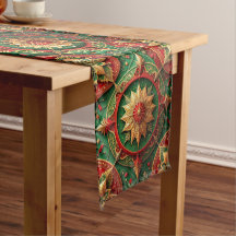 Rode groene decoratieve feesttafel loper