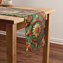 Rode groene decoratieve feesttafel loper