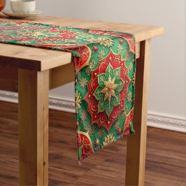Rode groene decoratieve feesttafel loper
