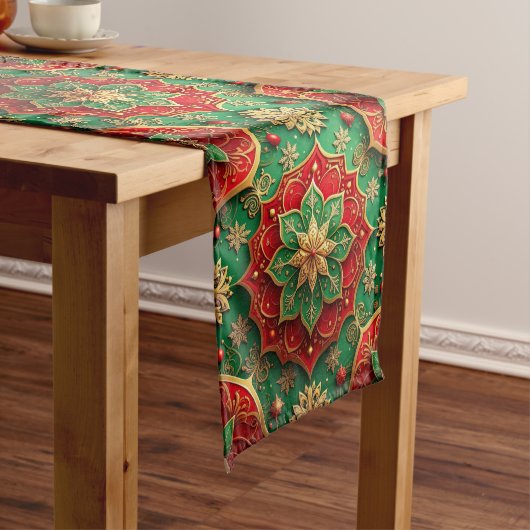 Rode groene decoratieve feesttafel loper (Voorbeeld)