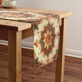 Rode groene decoratieve feesttafel loper