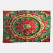 Rode groene decoratieve kerst keukenhanddoek (Horizontaal)