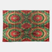 Rode groene decoratieve kerst keukenhanddoek (Horizontaal)