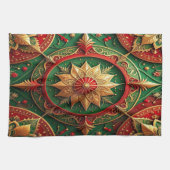 Rode groene decoratieve kerst keukenhanddoek (Horizontaal)