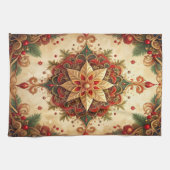 Rode groene decoratieve kerst keukenhanddoek (Horizontaal)