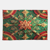 Rode groene decoratieve kerst keukenhanddoek (Horizontaal)