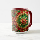 Rode groene decoratieve kerst mug mok (Voorkant rechts)