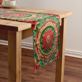 Rode Groene Decoratieve Kerst Tafel Runner Medium Tafelloper