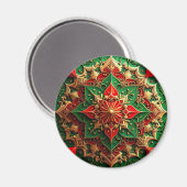 Rode Groene Decoratieve Kerst Vakantie Magneet (Voorkant / Achterkant)