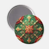 Rode Groene Decoratieve Kerst Vakantie Magneet (Voorkant / Achterkant)