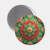 Rode Groene Decoratieve Kerst Vakantie Magneet (Voorkant / Achterkant)