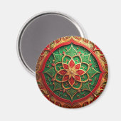 Rode Groene Decoratieve Kerst Vakantie Magneet (Voorkant / Achterkant)