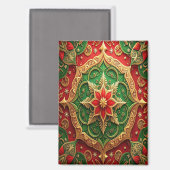 Rode Groene Decoratieve Kerst Vakantie Magneet (Voorkant / Achterkant)