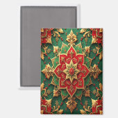 Rode Groene Decoratieve Kerst Vakantie Magneet (Voorkant / Achterkant)