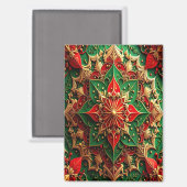 Rode Groene Decoratieve Kerst Vakantie Magneet (Voorkant / Achterkant)