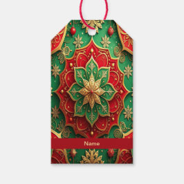 Rode groene decoratieve kerstcadeaubijlage cadeaulabel