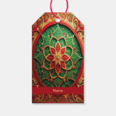 Rode groene decoratieve kerstcadeaubijlage cadeaulabel (Achterkant)