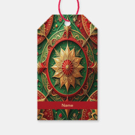 Rode groene decoratieve kerstcadeaubijlage cadeaulabel