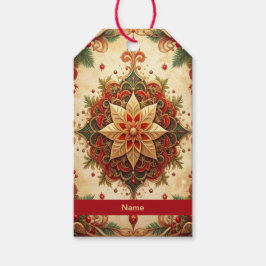 Rode groene decoratieve kerstcadeaubijlage cadeaulabel