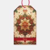 Rode groene decoratieve kerstcadeaubijlage cadeaulabel (Achterkant)