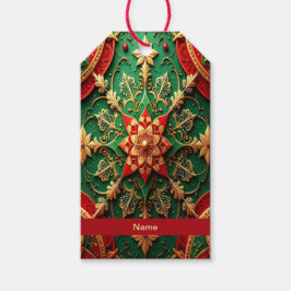 Rode groene decoratieve kerstcadeaubijlage cadeaulabel