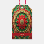 Rode groene decoratieve kerstcadeaubijlage cadeaulabel (Achterkant)