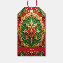 Rode groene decoratieve kerstcadeaubijlage cadeaulabel
