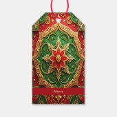 Rode groene decoratieve kerstcadeaubijlage cadeaulabel (Achterkant)