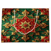 Rode groene decoratieve kerstcadeautas groot cadeauzakje (Voorkant)