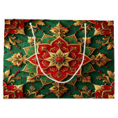 Rode groene decoratieve kerstcadeautas groot cadeauzakje (Achterkant)
