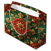 Rode groene decoratieve kerstcadeautas groot cadeauzakje (Achterkant Gekanteld)