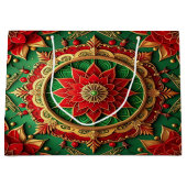 Rode groene decoratieve kerstcadeautas groot cadeauzakje (Voorkant)